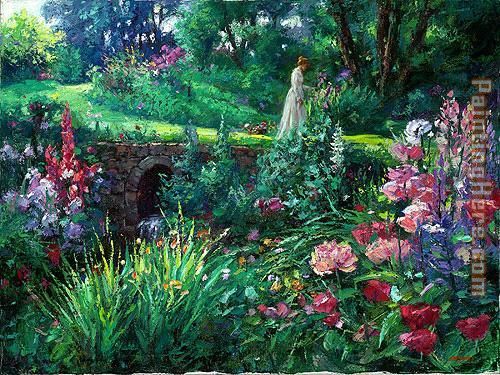 Walk In Garden painting - Cao Yong Walk In Garden art painting